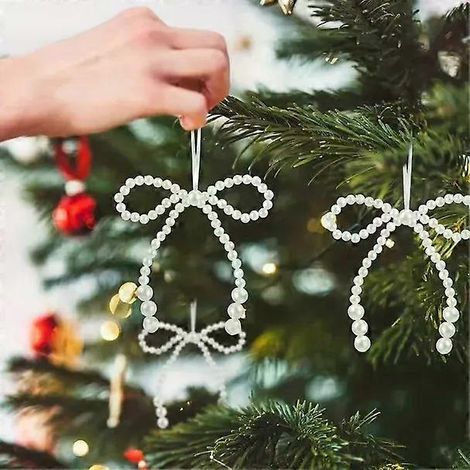 Lot de 10 nœuds élégants pour sapin de Noël, décorations suspendues, nœuds torsadés, couronnes de Noël, nœud papillon perlé, cadeau de Noël, Nouvel An 2026 (1/5)