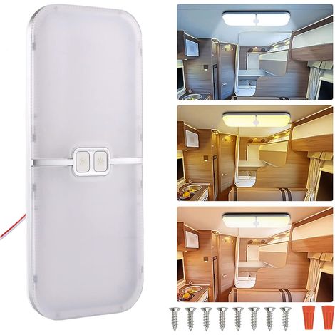1 Plafonnier Led, 204 LEDs, 15W Dimmable, 3 Couleurs, Mémoire, Camping-Car Voiture