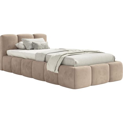 Selsey Cloudy Low – Polsterbett 90x200 cm, Samt Beige