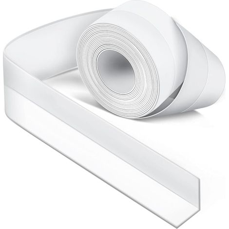 Joint de salle bain en ruban d'étanchéité pour baignoire résistant à la moisissure et l'eau souple Silicone Blanc (1/4)