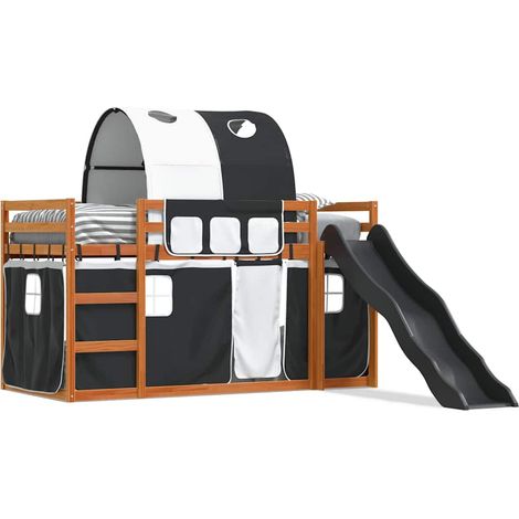 Maison Exclusive - Letto a Castello con Scivolo e Tende Bianco e Nero 90x200 cm