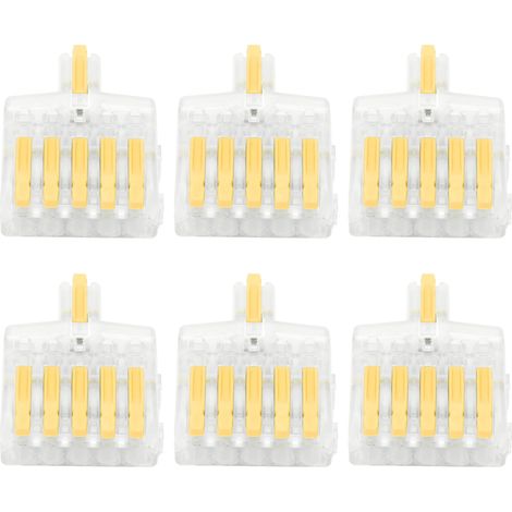 Connecteur rapide fil électrique 20 pièces, bloc terminal SPL en cuivre, répartiteur de ligne type T, 5 en 1, jaune, pour connexion filaire (1/5)