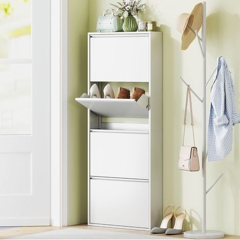 Meuble chaussures métal 4 abattants blanc OKMYHOME (1/5)