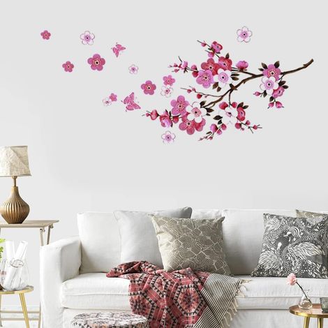 Stickers muraux Fleurs de Sakura - Autocollants muraux amovibles en forme de branches de cerisier - Décoration murale à faire soi-même (1/5)