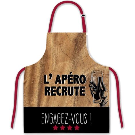 Tablier adulte à nouer Marron - Apéro (1/2)