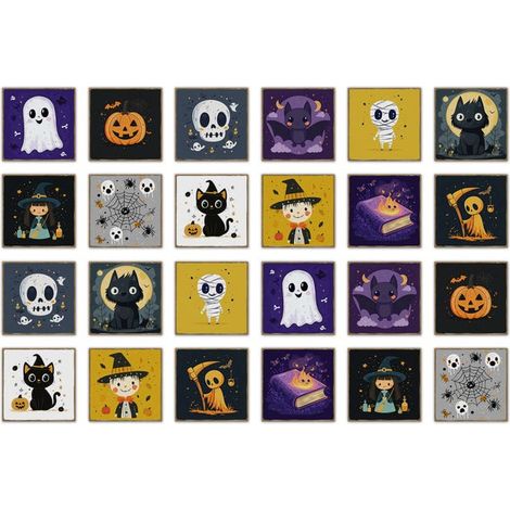 Set di 24 adesivi murali di Halloween con fantasmi infantili, adesivi impermeabili per piastrelle, 1515 cm (1/5)