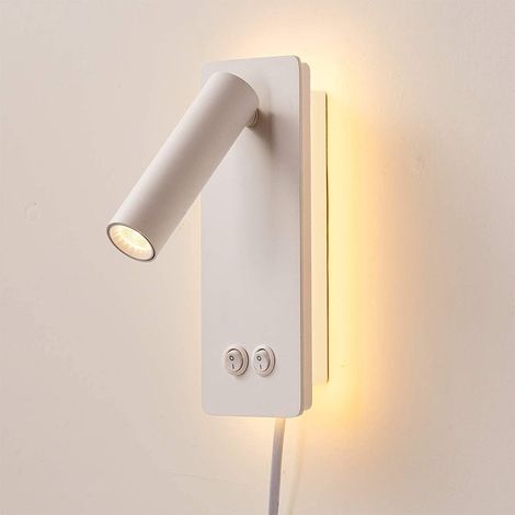 Applique LED murale, spot de lecture chevet avec interrupteur tactile, recharge USB, éclairage chambre cosy (3 LED + 10W) blanc (1/5)