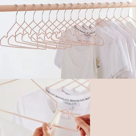 10er-Pack rutschfeste Kleiderbügel mit Kerben, 40 cm, für Erwachsene, rosa, für Zuhause, Studentenwohnheim und Studentenzimmer (1/4)