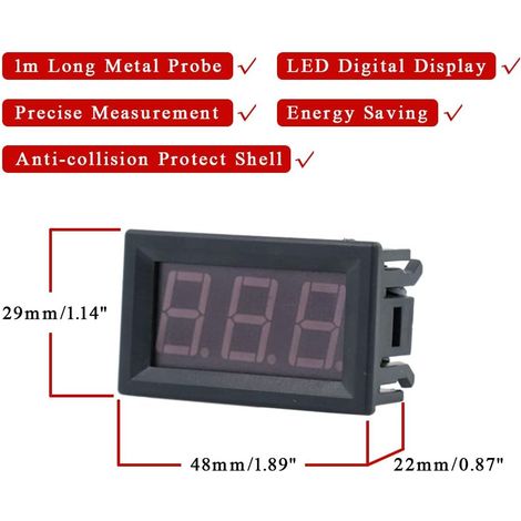 Thermomètre Numérique 12V Mini Température Tester étanche Digital Temperature Meter Gauge pour Réfrigérateur Aquarium Congélateurs,Bleu MNS (1/4)