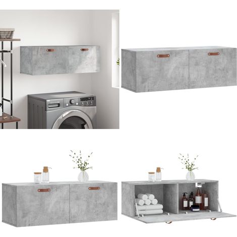 Armario de pared madera ingeniería gris hormigón 100x36,5x35 cm - Armario de madera - Armario de pared gris hormigón