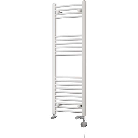 Zennor - White Dual Fuel Towel Rail H1200mm x W400mm Thermostatic - Curved (1/3)