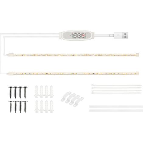 Bandes LED croissance plante interieur rouge et 3000K type solaire pour hydroponie succulente eclairage supple 4 niveaux intensite cycle 24h minuterie USB brancher utiliser (1/3)