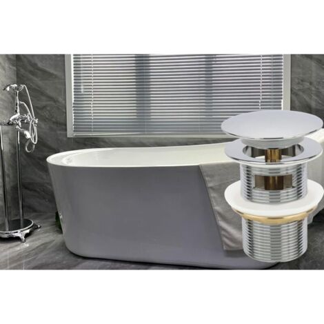 Bouchon de vidange de baignoire autoportante chromé , compatible avec le kit de vidange (1/3)