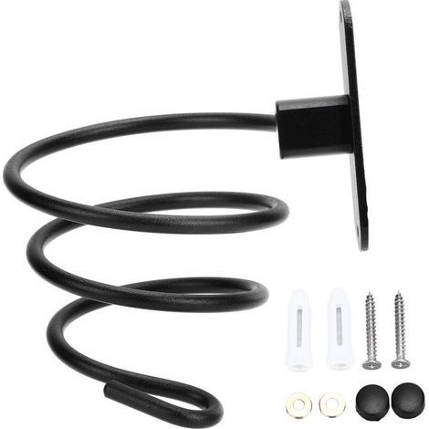Support mural pour sèche-cheveux, rangement suspendu pour salle de bain, sans perçage, noir