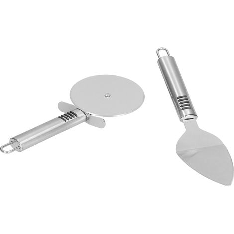 Coupe-pizza 2 pièces en acier inoxydable, lame polie, manche ergonomique, roulette tranchante pour découper pizzas et pâtes (1/5)