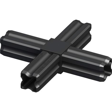 alfer Kreuzverbinder 23,5 mm schwarz 4 Zapfen Kunststoff Verbinder Eckverbinder