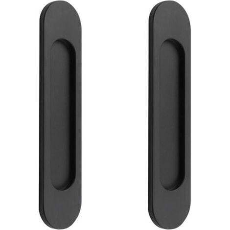 GABRIELLE 2 poignées de porte coulissantes ovales auto-adhésives en alliage d\'aluminium noir mat sans perforation pour portes coulissantes, fenêtres d\'armoires Longueur 148cm (1/5)