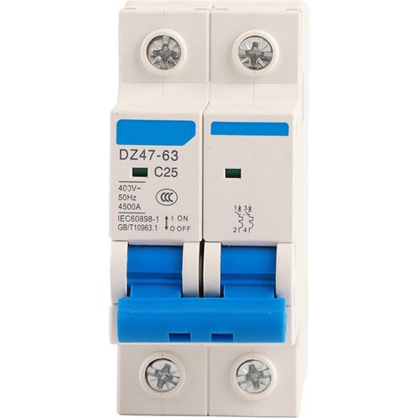 Interruttore automatico generico 2P compatto e affidabile per impianti fotovoltaici, interruttore differenziale ad aria (25A)