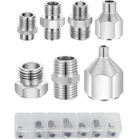 Set di 7 adattatori per aerografo, compatibili con aerografo e compressore.