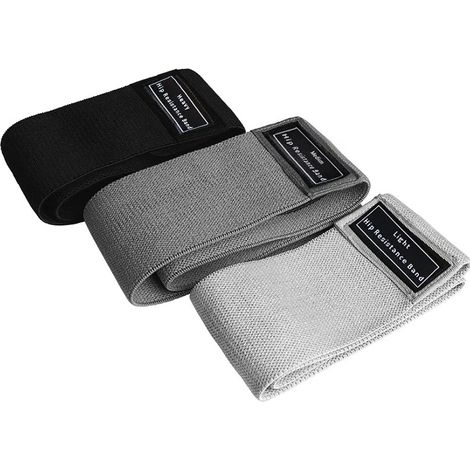 Banda de resistencia para yoga, banda de poliéster y algodón para levantar los glúteos, banda de resistencia para sentadillas, banda elástica tejida para fitness, conjunto gris claro/gris/negro, tres  (1/2)