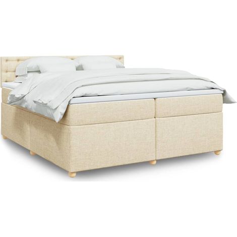 Boxspringbett mit Matratze Creme 200x200 cm Stoff (1/5)