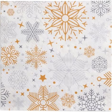 Eglo Servietten Sterne Pasig gold/grau 16,5 x 16,5 cm - 20er Pack Servietten (1/3)