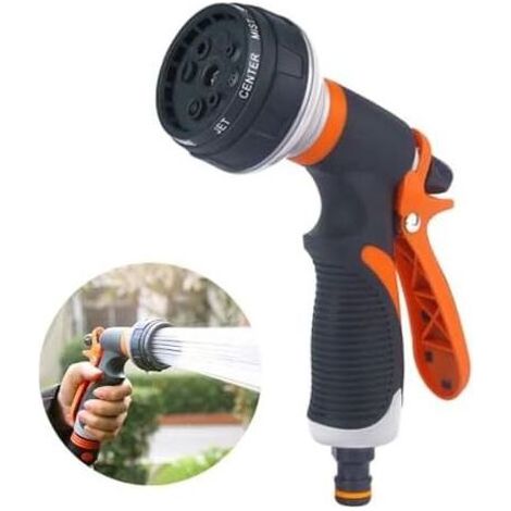 Pistolet d'arrosage, Arrosoir avec 8 Modes d'Arrosage, Pulvérisateur de Jardin, Débit d'eau Réglable pour Arroser la Pelouse, Le Bain des Animaux Domestiques - (1/5)