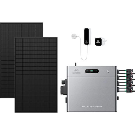 Zendure SolarFlow 2400 Pro – 2400W AC bidirektional, 4800W PV-Eingang, bis 16,8 kWh erweiterbar, Plug & Play, IP65, mit Smart Meter D0 (2.4 kWh), 450W×2 bifazialen Panels