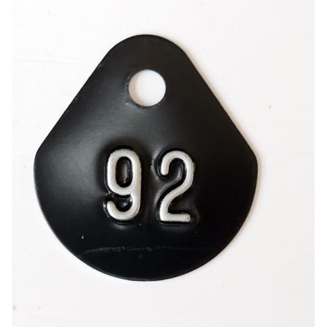 Chiffre goutte d'eau fond noir (à l'unité) estampé "92" en relief blanc hauteur d'écriture 11mm DERANCOURT