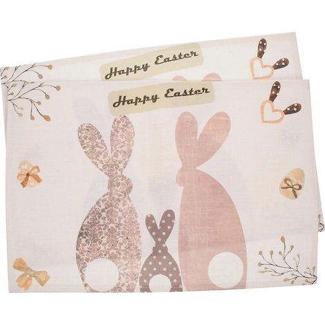 Sets de table de Pâques en forme de lapin, 4 pièces, pour protéger votre table de style champêtre. Décoration de table (1/5)