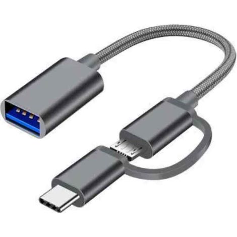1 adaptateur USB-C multifonction, charge + transfert de données, nylon tissé, compact, pour smartphones et tablettes (1/5)
