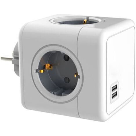 Multiprise Murale Cube,avec 2 Ports USB-A,pour Maison, Salon, Cuisine, Bureau