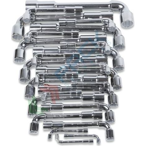 SERIE DI 25 CHIAVI A PIPA DOPPIE ESAGONALI-POLIGONALI CROMATE LUCIDE ART. 932/S25 (1/2)