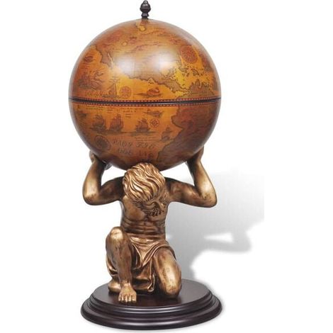 Bar Comptoir Design Globe Terrestre 42x42x85 cm - Meuble Bar Moderne Style Vintage pour Salon, Cuisine ou Bureau (1/5)