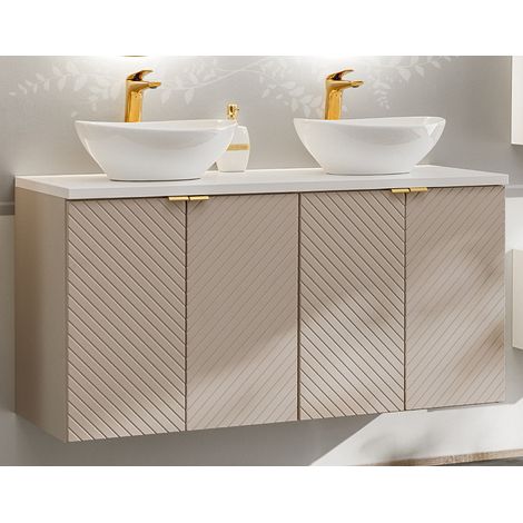 Doppelwaschtisch 120 cm in Beige und weiß VERACRUZ-56 (1/5)