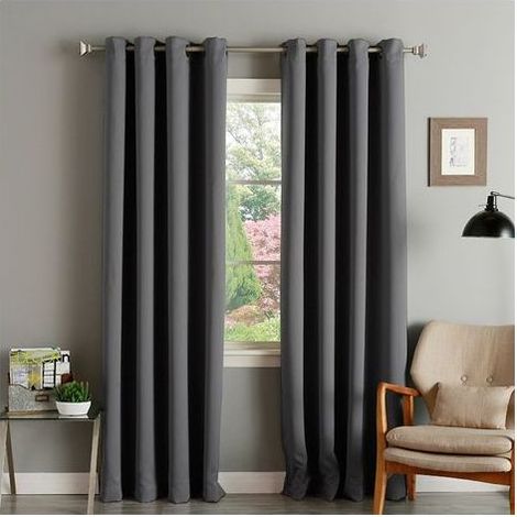 TAISHENGDA Thermoisolierende Verdunkelungsvorhänge, 132 x 240 cm (Breite x Höhe), Vorhänge für Wohn- und Schlafzimmer, modernes Ösen-Design, Dunkelgrau, 2 Paneele (1/5)
