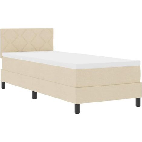Matelas à ressorts avec sommier intégré et lumière LED, beige, 80 x 200 cm, revêtement en tissu. (1/5)