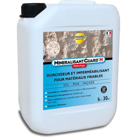 Guard Industrie – Durcisseur hydrofuge anti effritement 5L – Minéralisant invisible pour béton et pierre – Protection contre l'humidité et le gel – Efficacité 10 ans (1/5)