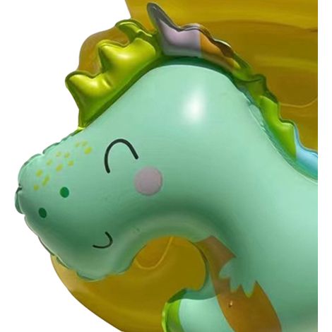 Aufblasbarer Pool-Schwimmring, lustig, niedlich und sicher für Kinder, ideal für sommerliche Wasserpartys und Wasseraktivitäten im Freien. Kleiner gelber Dinosaurier, Größe L (5–8 Jahre). (1/4)