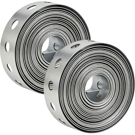 2pc Galvanised Steel Band Metal Fixing Strap,3/4″3m Heavy Duty Metal Strips with Perforated Holes,Builders All Round Band,Builders Fence Brackets Fixing Banding Ties,Pipe Support Hanging for Plumbing (1/5)
