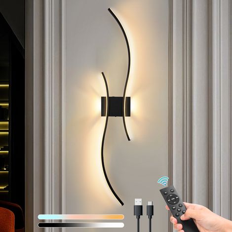 HEMVOR Applique murale LED rechargeable 10000 mAh dimmable 2700-6500 K 1 pièce noir (1/5)