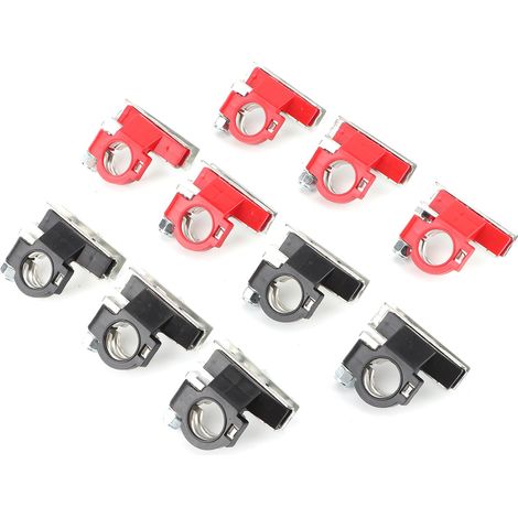 5 paires de bornes de batterie auto à serrage par le haut, pinces de connexion pour câbles, négatif et positif (1/5)