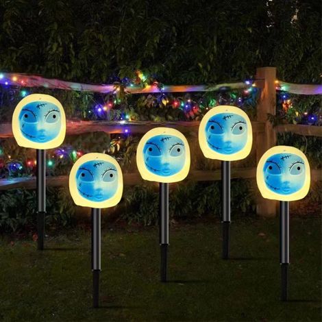 Piquets lumineux LED d'Halloween visage de monstre bleu pour jardin extérieur, lampe décorative IP65, commande par bouton, tension 1,2V DT-14 (1/5)