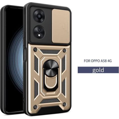Coque Oppo A58 4G Caméra arrière de protection de précision Coque de protection pour support antichoc - Or (1/4)