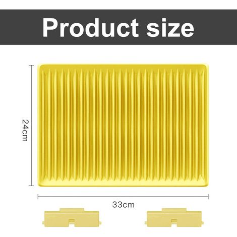 Tapis de litière pour chat antidérapant avec rainures bande de contrôle de litière lavable en plastique jaune pour bac à litière 33x24cm