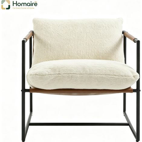 Fauteuil en beige et acier au carbone beige 91 x 77 x 80 cm HOMAIRE (1/5)