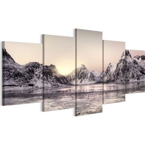 Quadro su tela italiana 100 x 50 cm pentattico - stile scandinavo - natura Quadro su tela italiana 150 x 75 cm pentattico - stile scandinavo - natura (1/5)