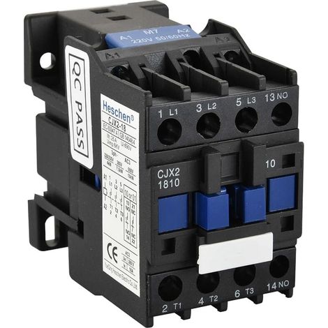 Contacteur CA - 18 A - 220 V AC 50/60 Hz - 3 Pôles - Montage sur rail 35 mm - 380 V - Dimensions 79 x 44 x 71 mm (1/5)