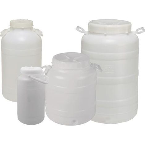 Fusto A Bocca Larghissima In Polietilene Per Alimenti Senza Rubinetto - lt.50 - bocca ø cm.25 - misure ø cm.37x62h.