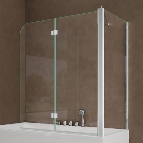 doporro Paroi de baignoire 75x120x140cm pare baignoire fixe plus 2 volets verre trempé transparent 6mm côté gauche Cortona113